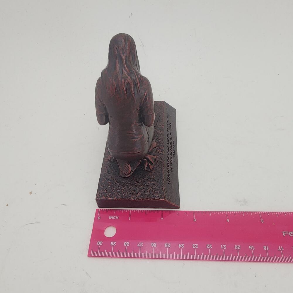 Moments of Faith Praying Woman Sculpture 4.75”T  laser-engraved Psalm 34:4: - Picture 9 of 9